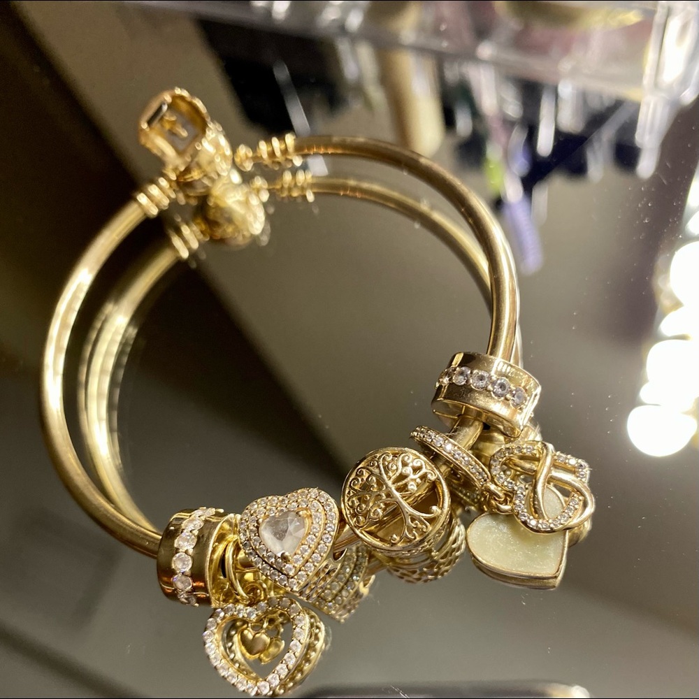 Real gold authentic Pandora bangle bracelet